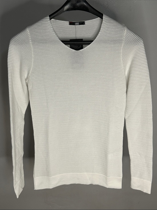 LAGOS Sweaters - LAGOS White Ribbed Crew Neck Sweater